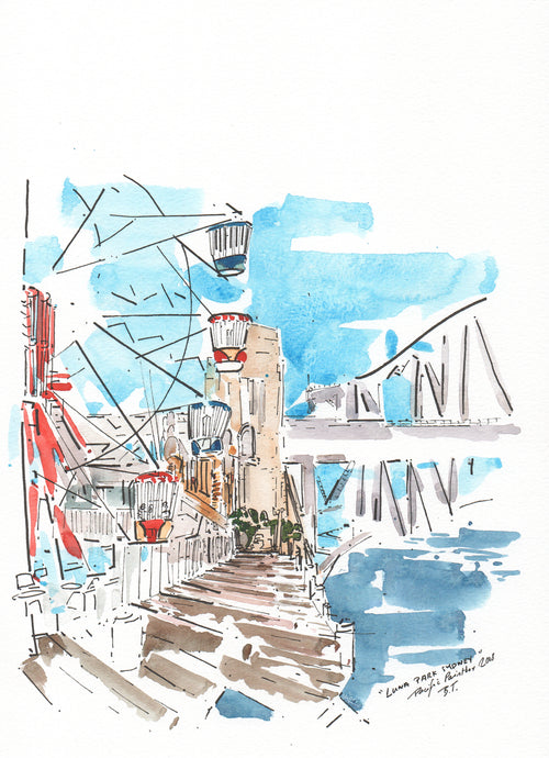 Sydney Luna Park Ferris Wheel Harbour Bridge View A4 PRINT