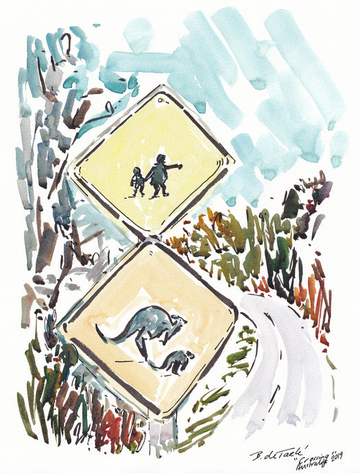 Watch out Kangaroo and Children crossing