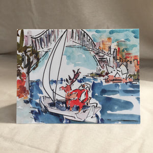 "Santa sails into Sydney Harbour"
