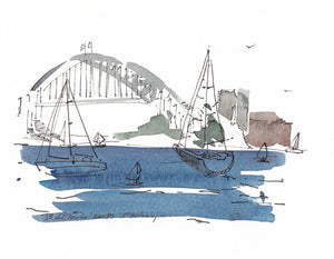 Sydney Harbour Bridge Deep Blue Boats