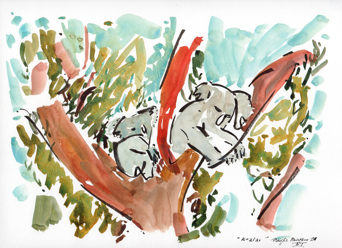 The two koalas in the trees